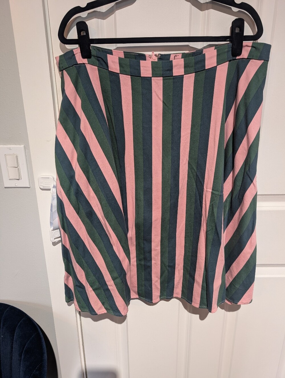 Collectif 4x Pink And Green Striped Retro Full Skirt Pinup